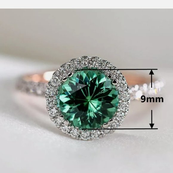 ☆☆New two tone s925 simulated emerald women Ring♡ - Picture 4 of 5
